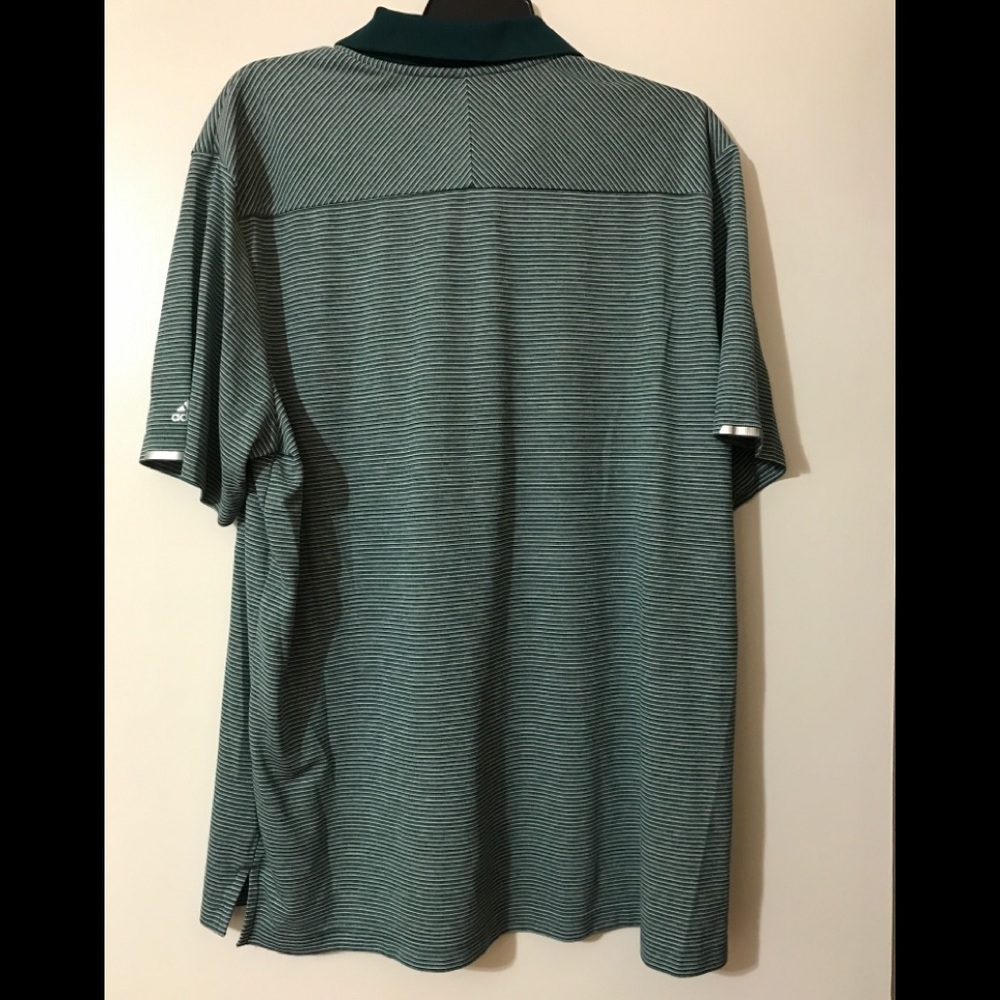 Adidas Climachill XL Polo Shirt Radley Run West Chester Green and White Stripe - Picture 2 of 9